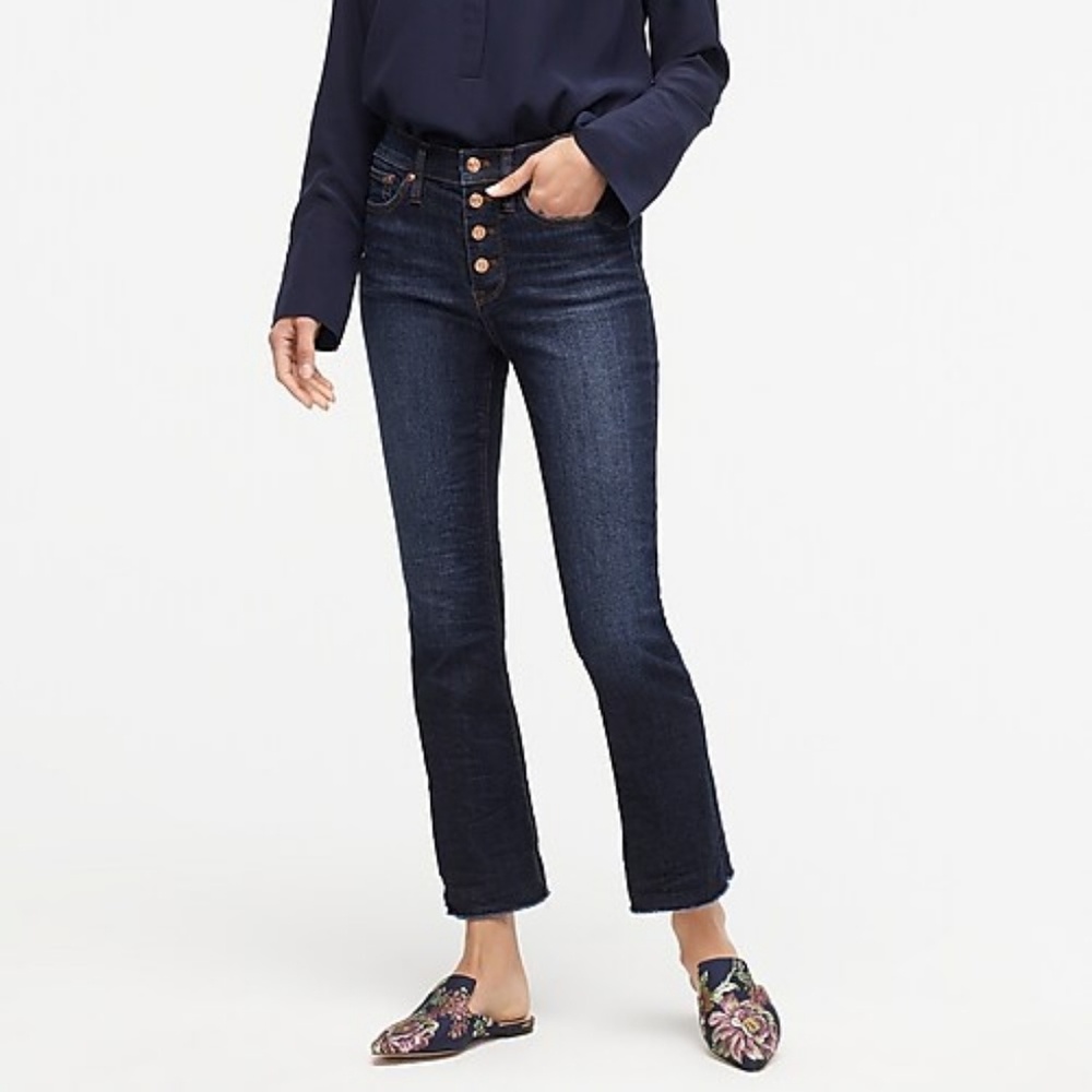 J. Crew Demi-boot crop jean in dark worn wash